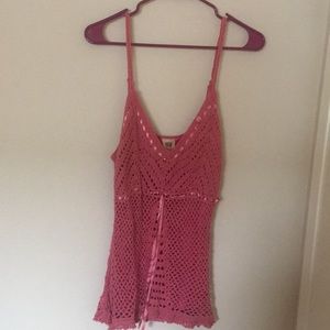 Knitted Pink Camisole with ribbon